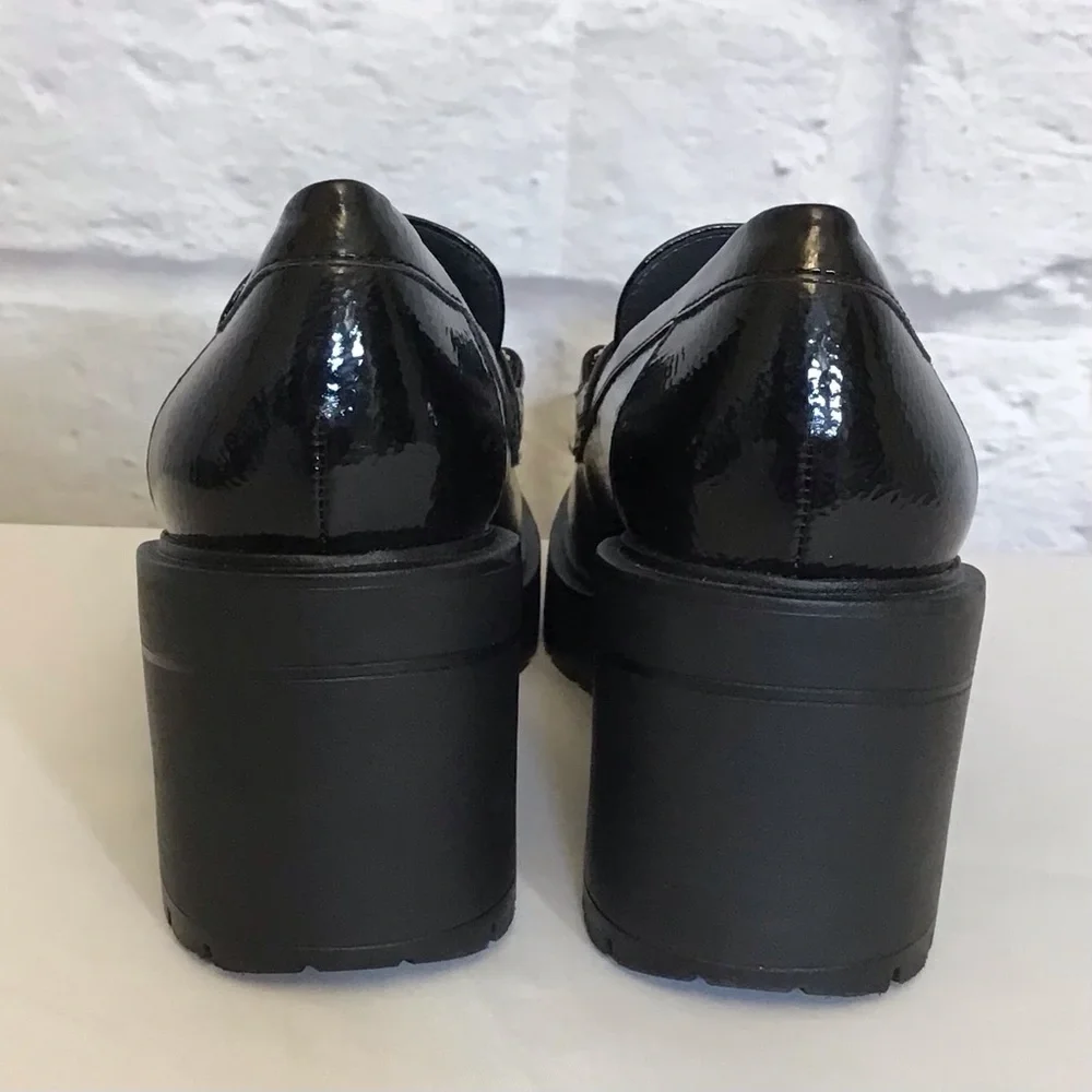 Franco Sarto 9.5 Desma Platform Chunky Loafers Women’s Black Patent Horsebit